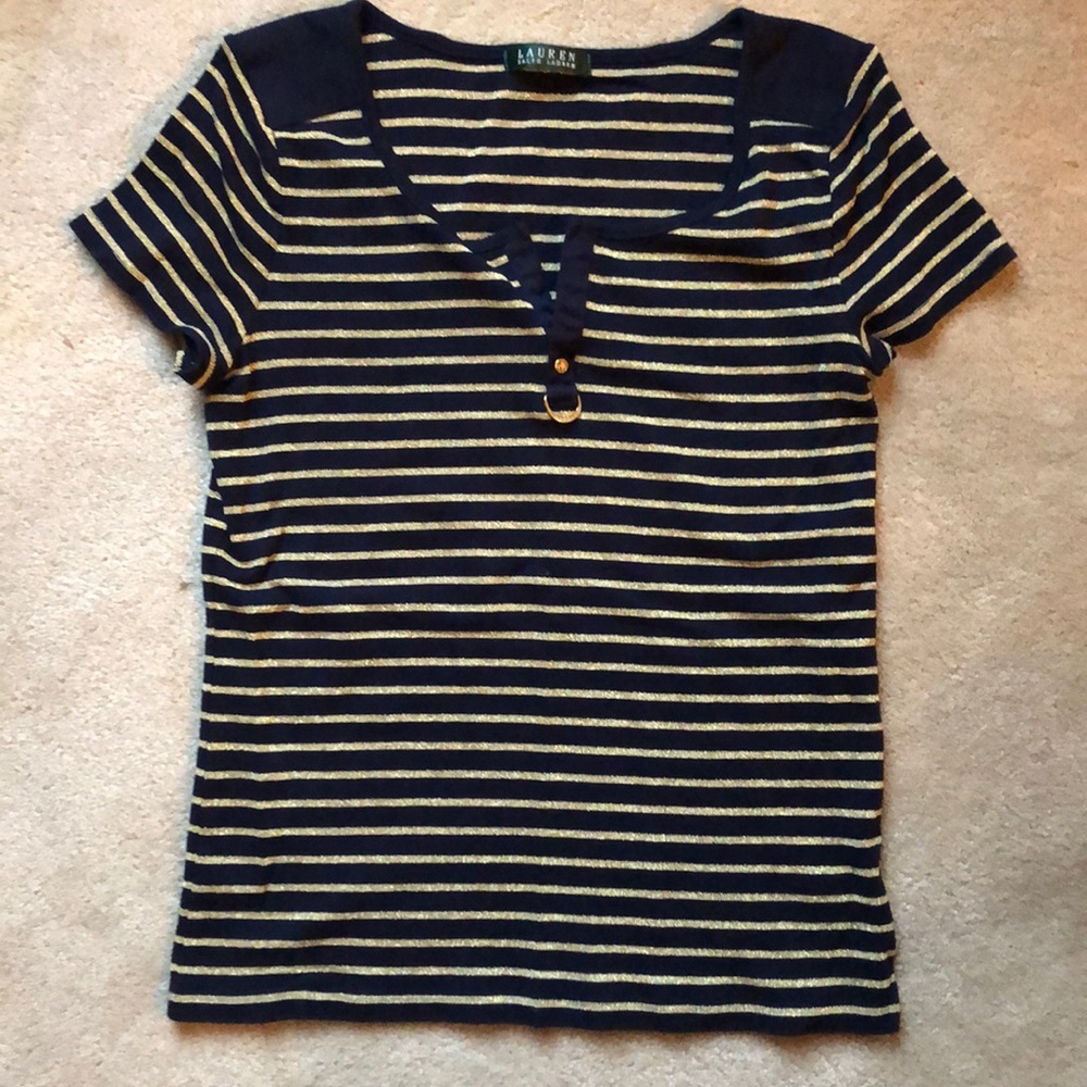 ✨ Ralph Lauren tshirt, sparkly gold and navy ✨